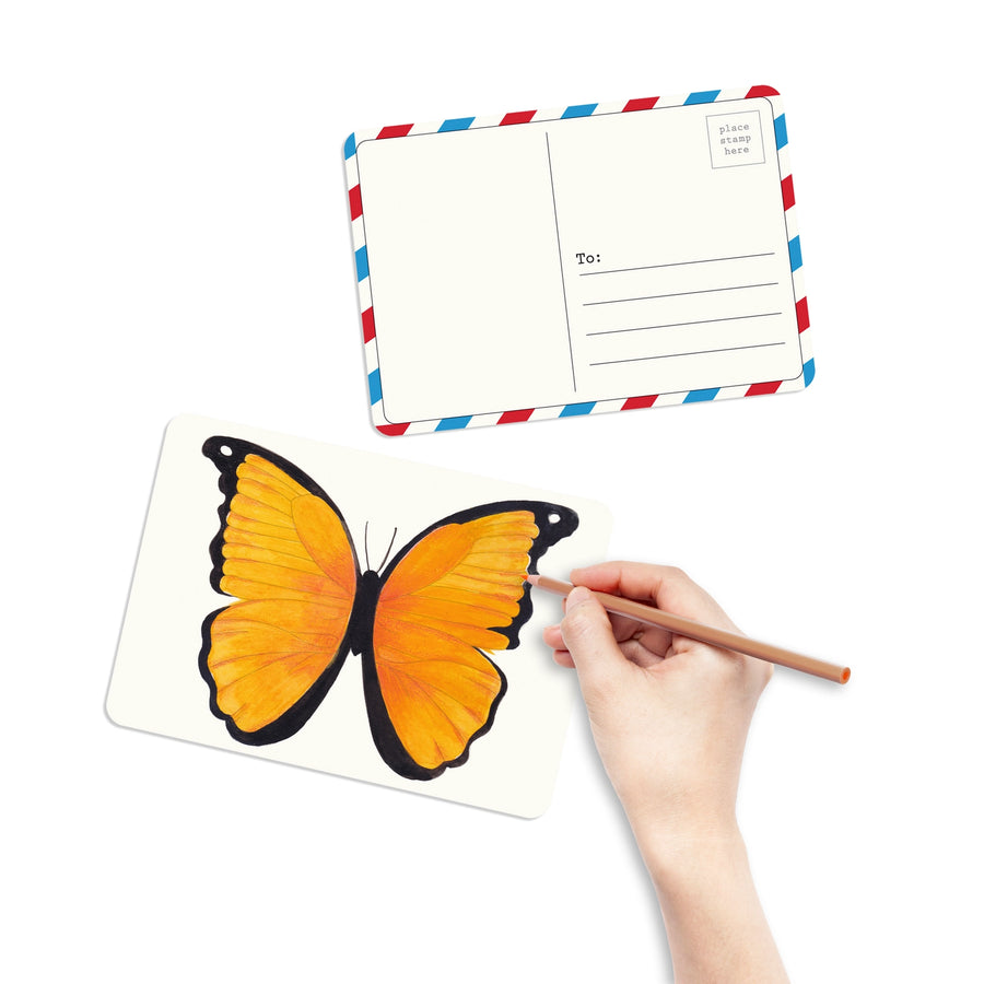 Butterfly & Moth Coloring Postcards - Set of 30