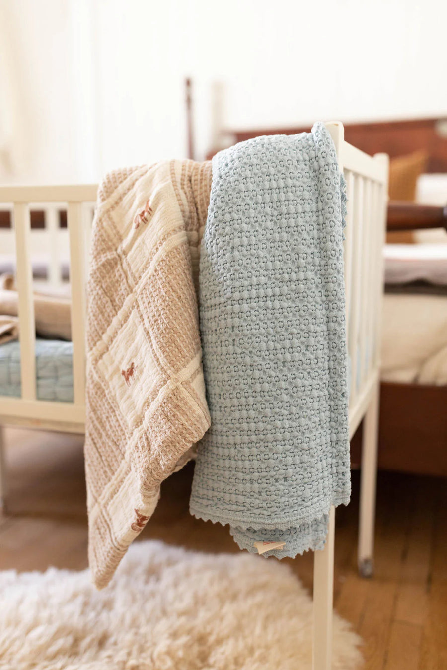 Cozy Waffle Baby Blanket - Powder