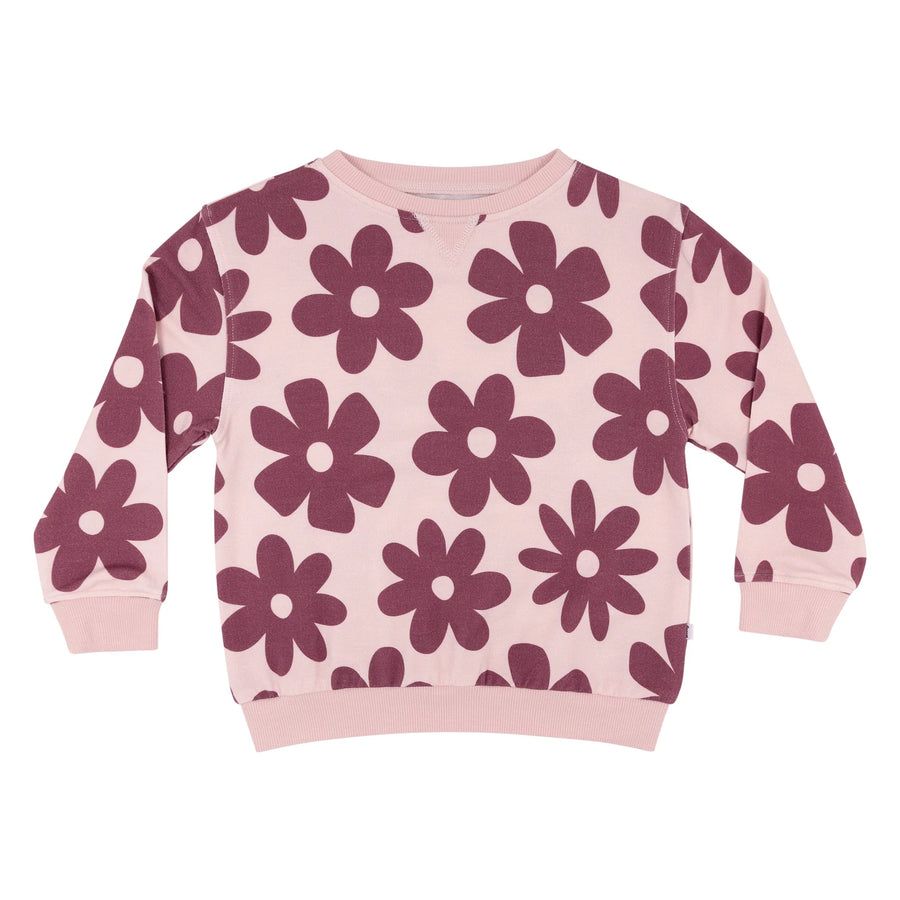 Mauve Floral Bamboo French Terry Pullover