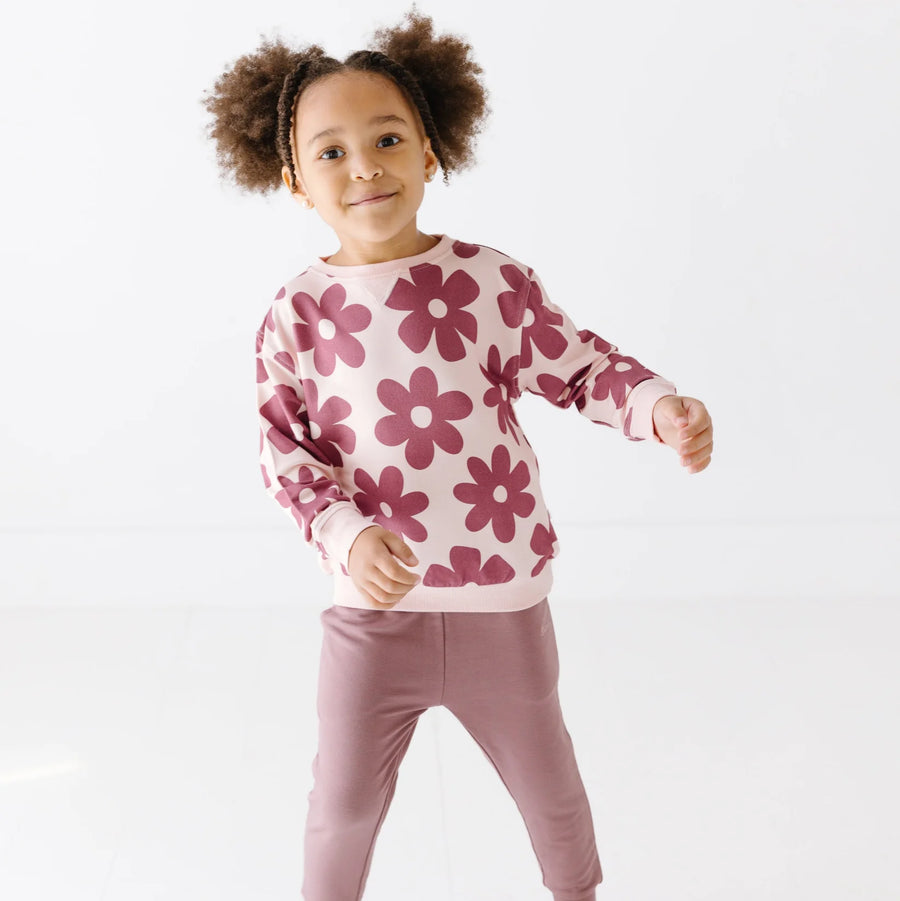 Mauve Floral Bamboo French Terry Pullover
