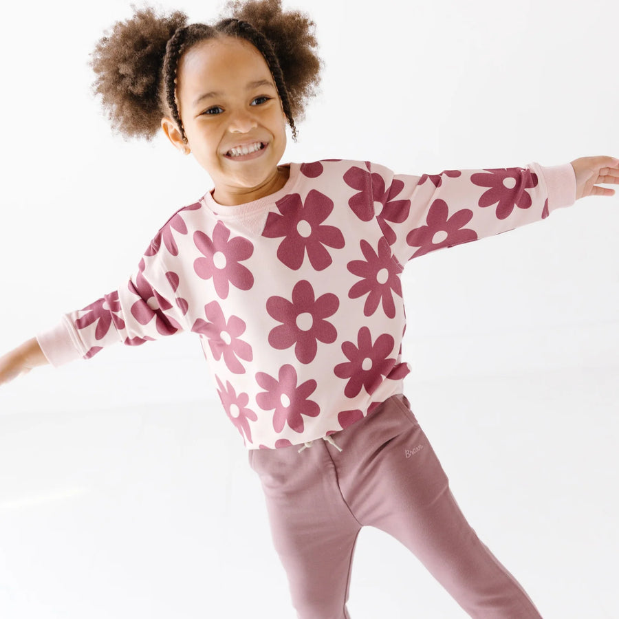 Mauve Floral Bamboo French Terry Pullover