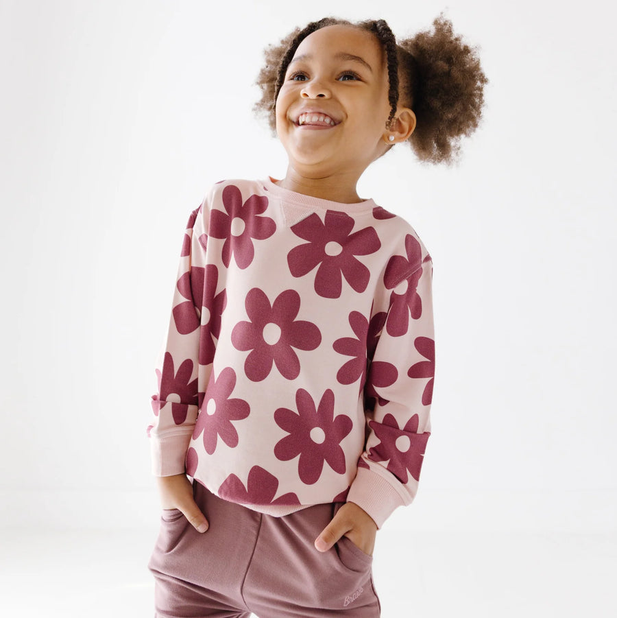Mauve Floral Bamboo French Terry Pullover
