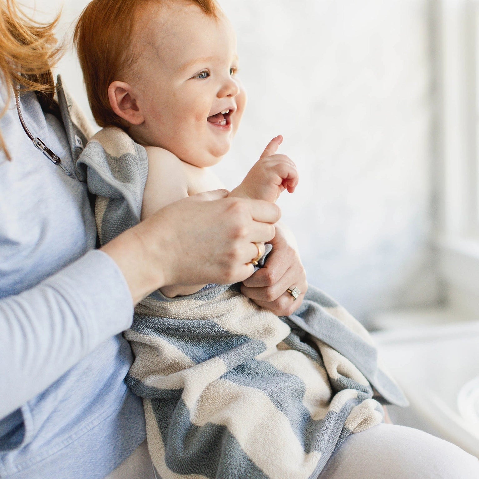 Organic Cotton Terry Towel & Washcloth Set - Quarry Stripe