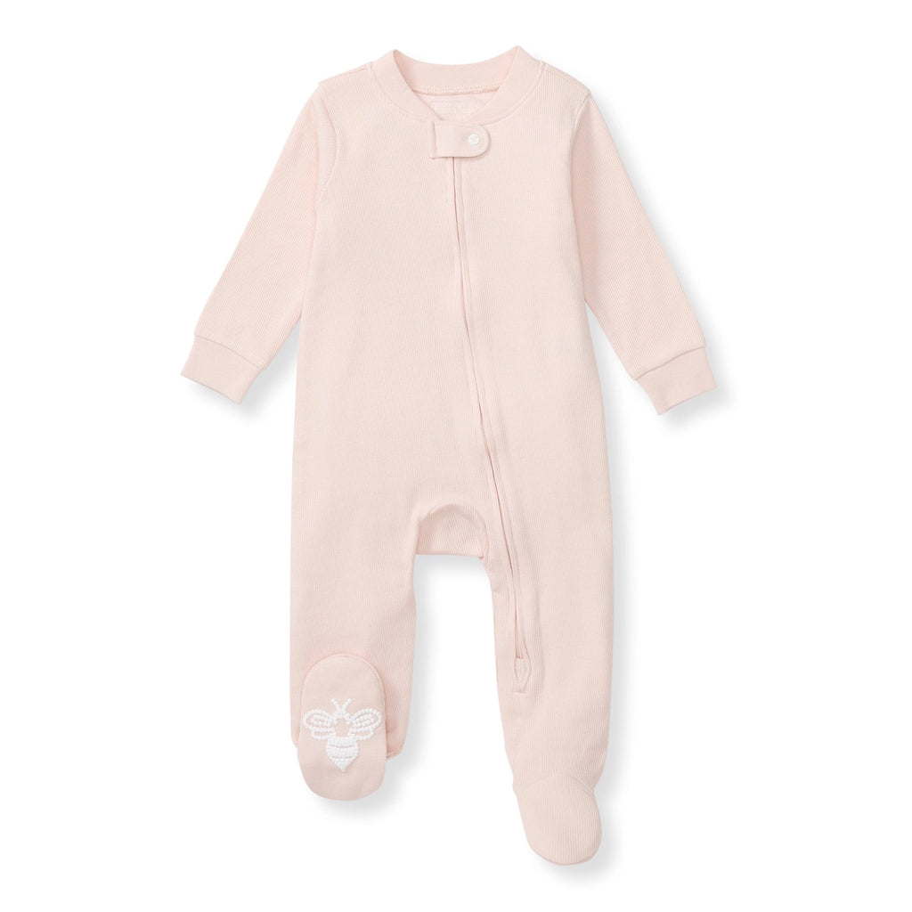 Organic Ribbed Zip Pajamas - Ranunculus