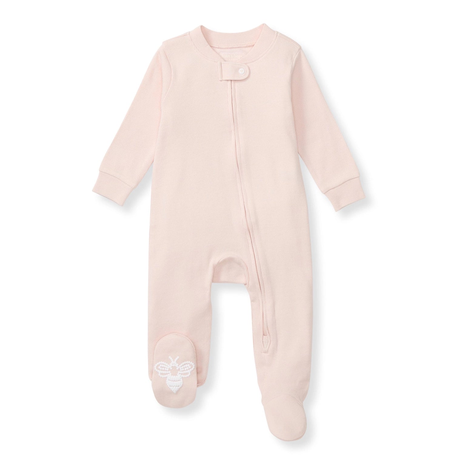 Organic Ribbed Zip Pajamas - Ranunculus