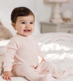Organic Ribbed Zip Pajamas - Ranunculus