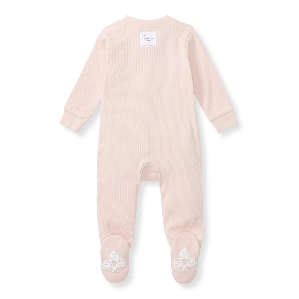 Organic Ribbed Zip Pajamas - Ranunculus