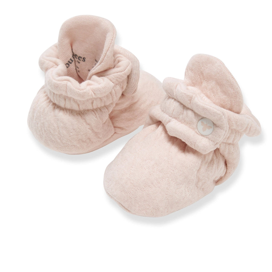 Quilted Organic Cotton Baby Booties - Ranunculus