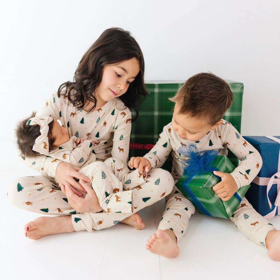 Reindeer Forest Ribbed Zip Romper