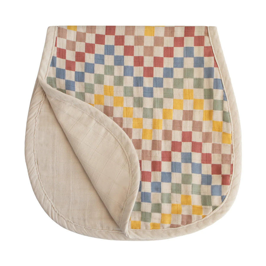 Organic Cotton Muslin Burp Cloth - Retro Check & Fog