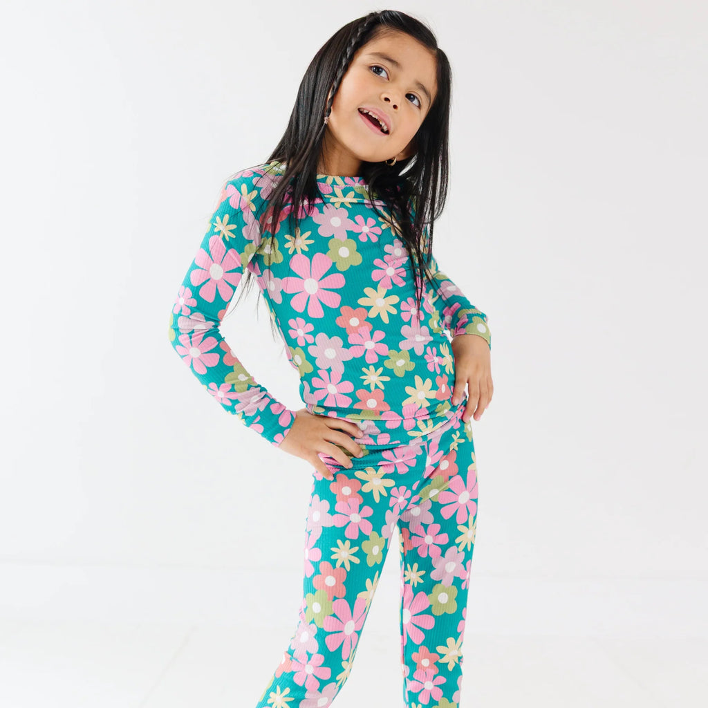 Retro Daisies Ribbed Two-Piece Set