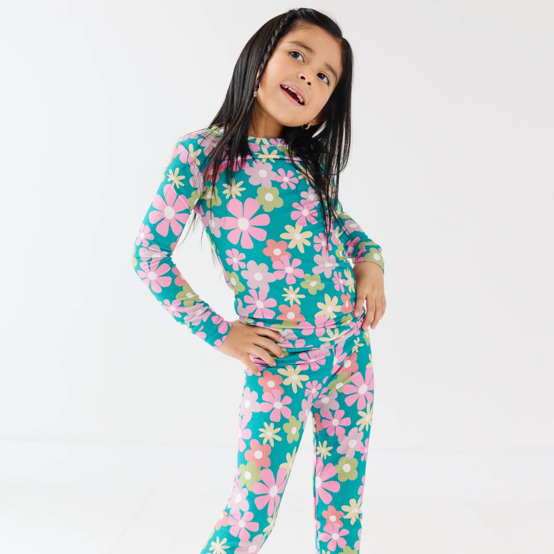 Retro Daisies Ribbed Two-Piece Set