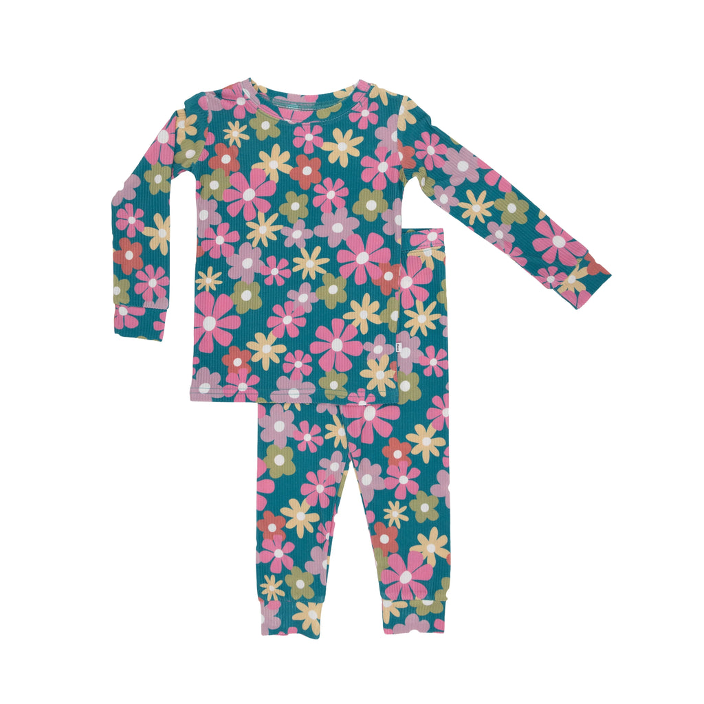 Retro Daisies Ribbed Two-Piece Set