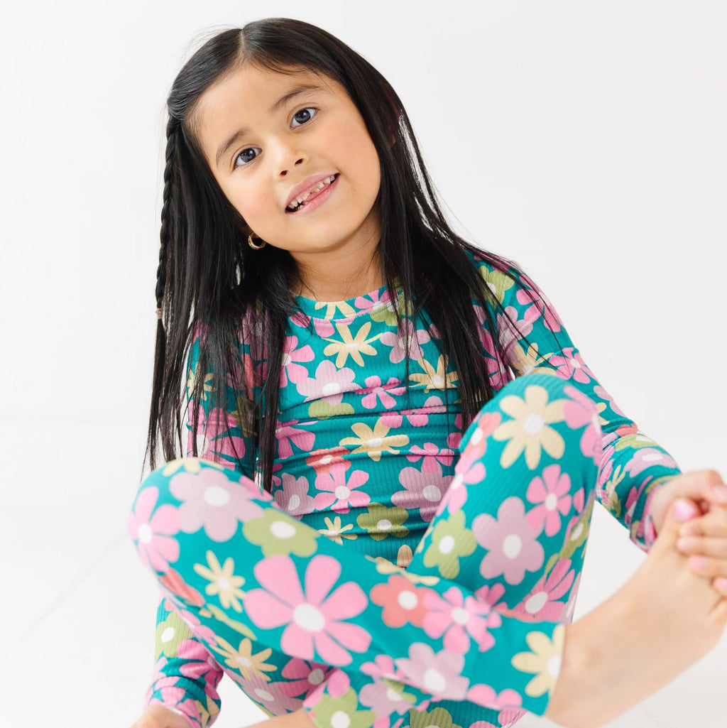Retro Daisies Ribbed Two-Piece Set
