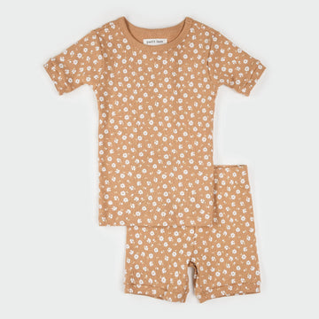 Rosy Mango Floral Ribbed Short Pajama Set