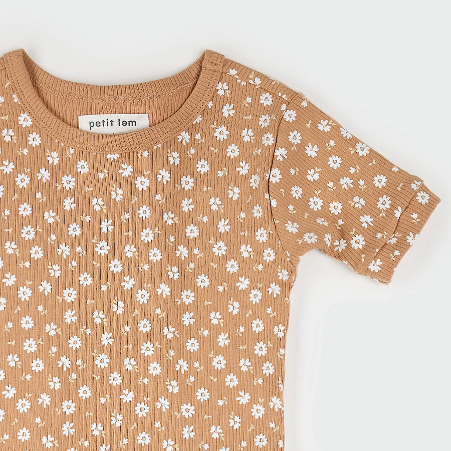 Rosy Mango Floral Ribbed Short Pajama Set