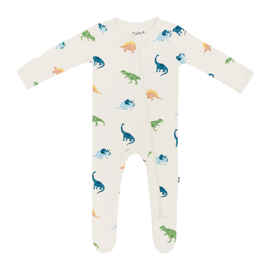 Ecru Roar Bamboo Zippered Footie
