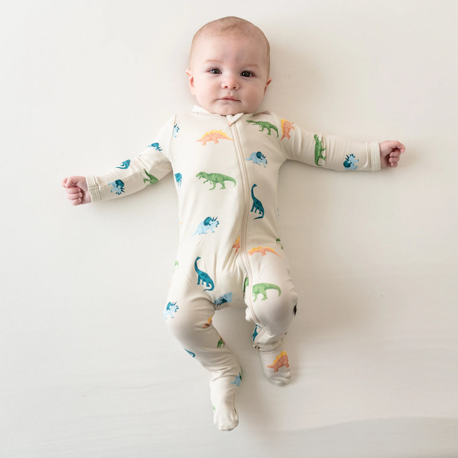 Ecru Roar Bamboo Zippered Footie