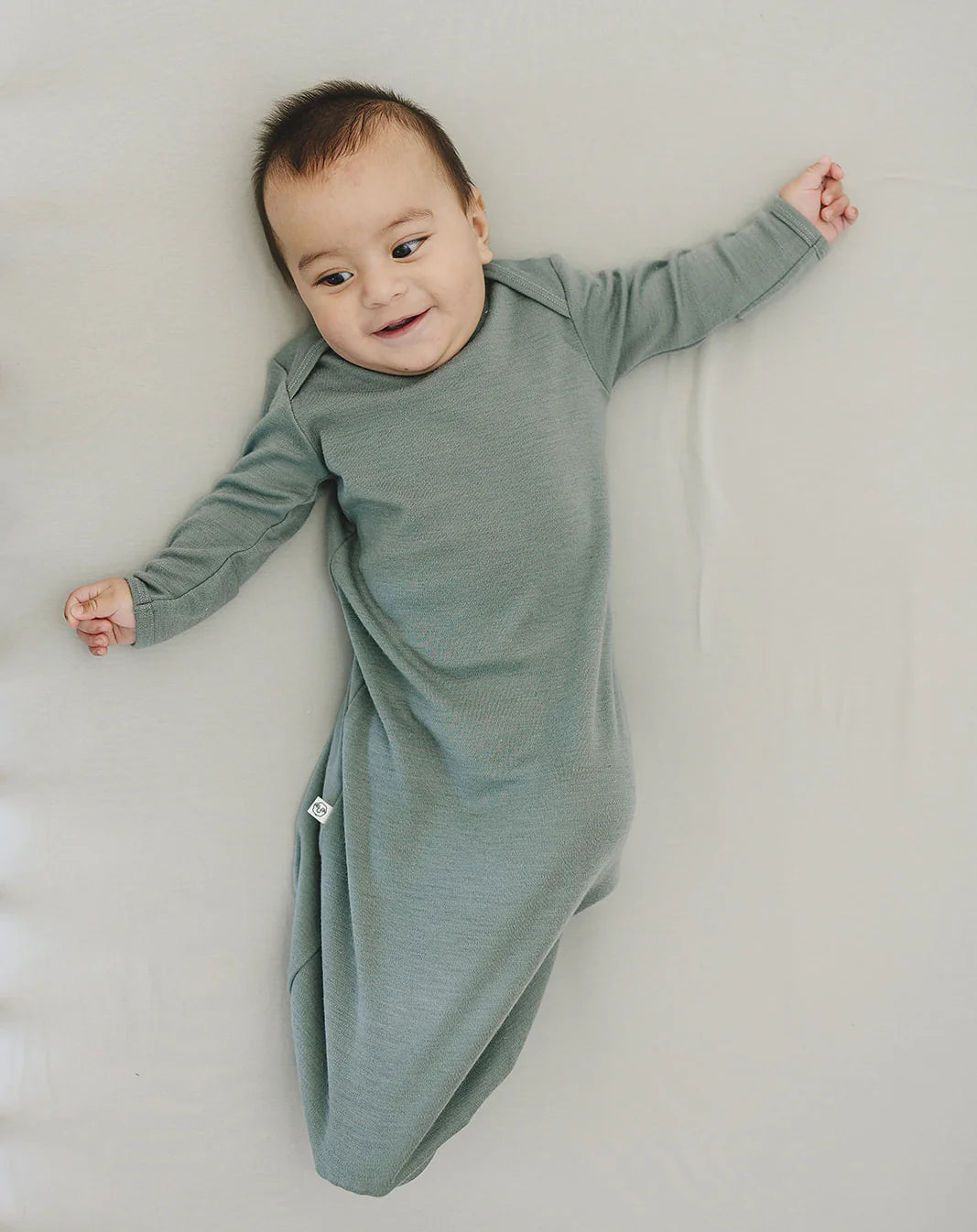 Merino Wool Baby Gown - Sage