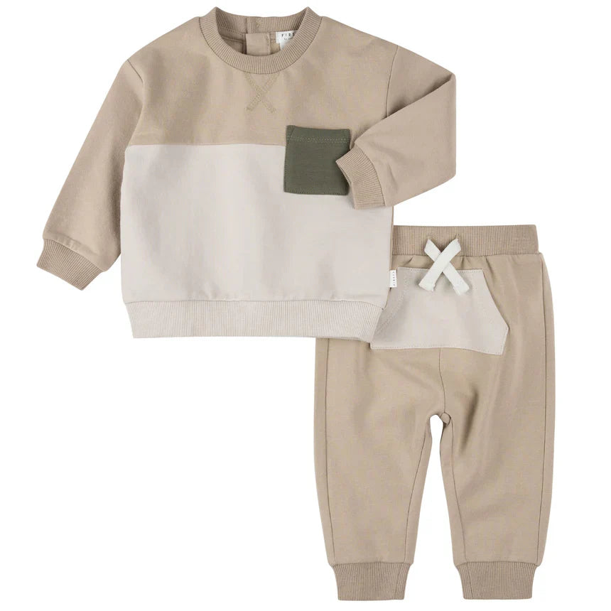 Color Block Sand Fleece Set