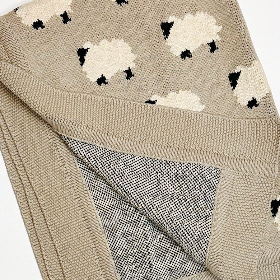 Organic Sweater Knit Blanket - Furry Sheep
