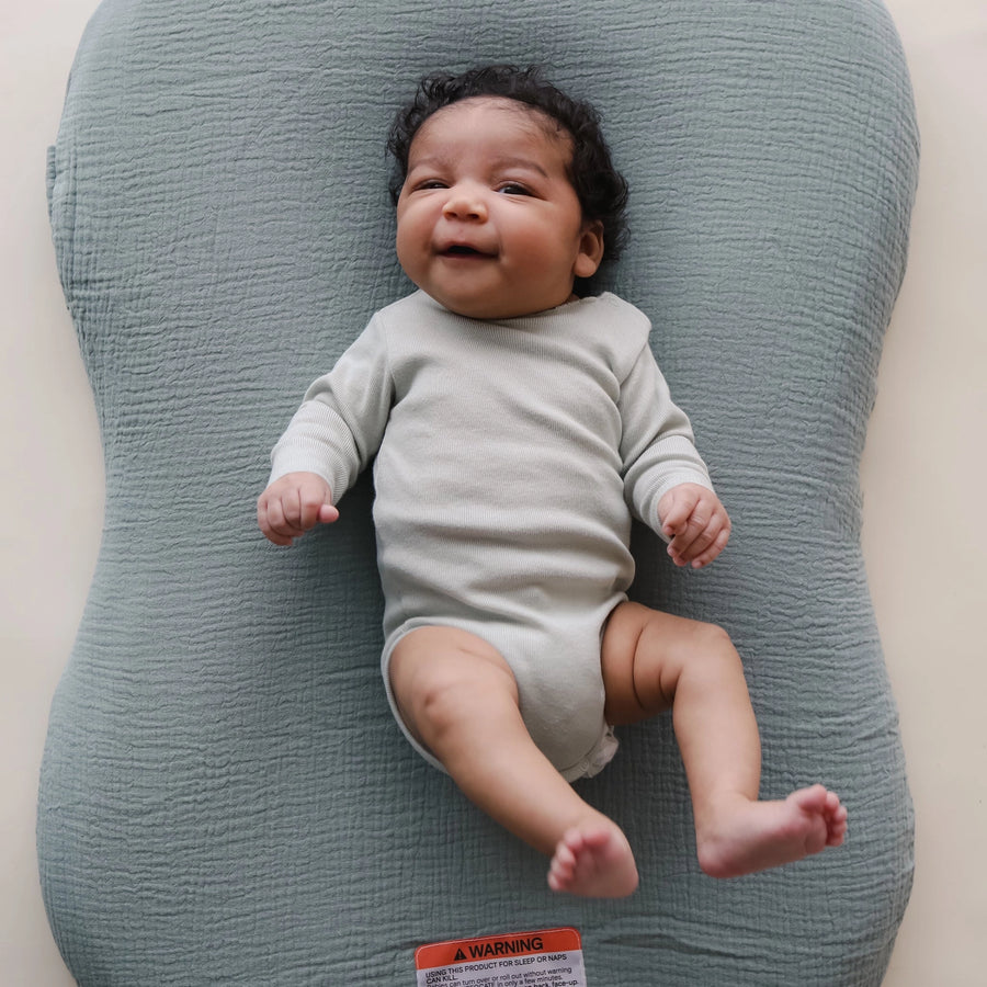 Organic Muslin Lounger Curve Cover - Slate