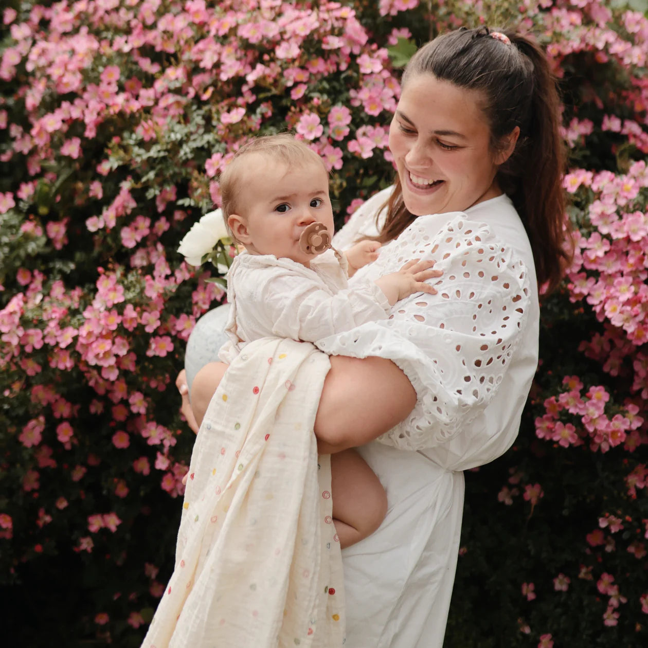 Organic Cotton Muslin Swaddle - Smiley Face