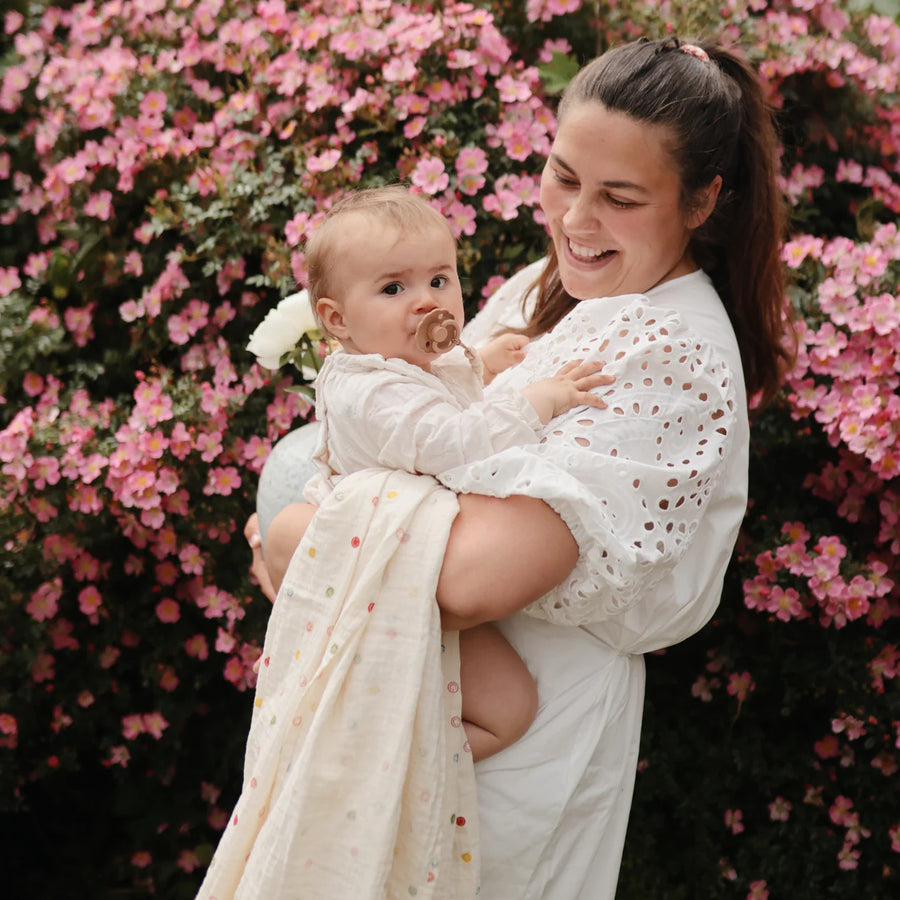 Organic Cotton Muslin Swaddle - Smiley Face