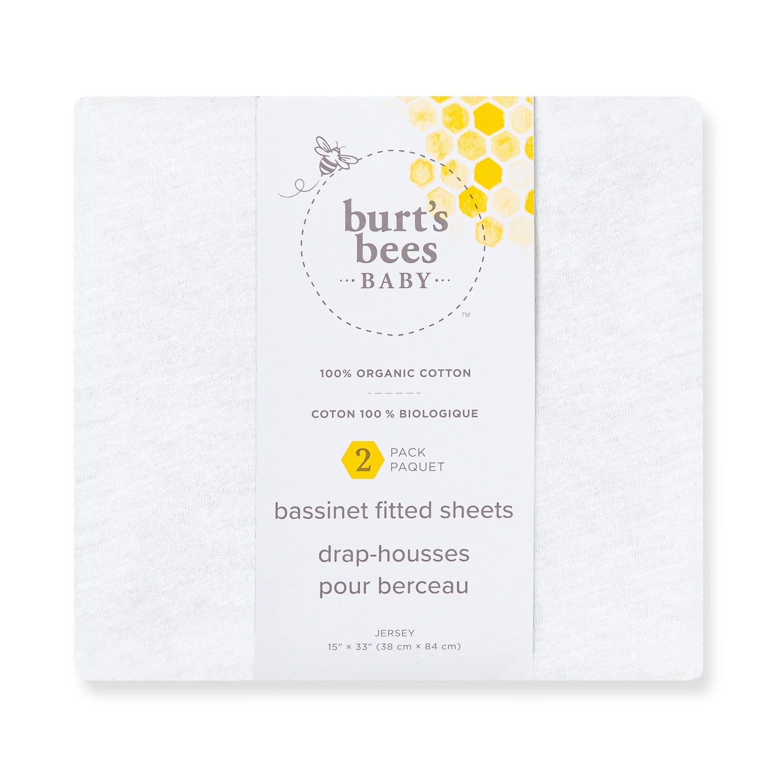 Organic Cotton Beesnug® Fitted Bassinet Sheet 2 Pack
