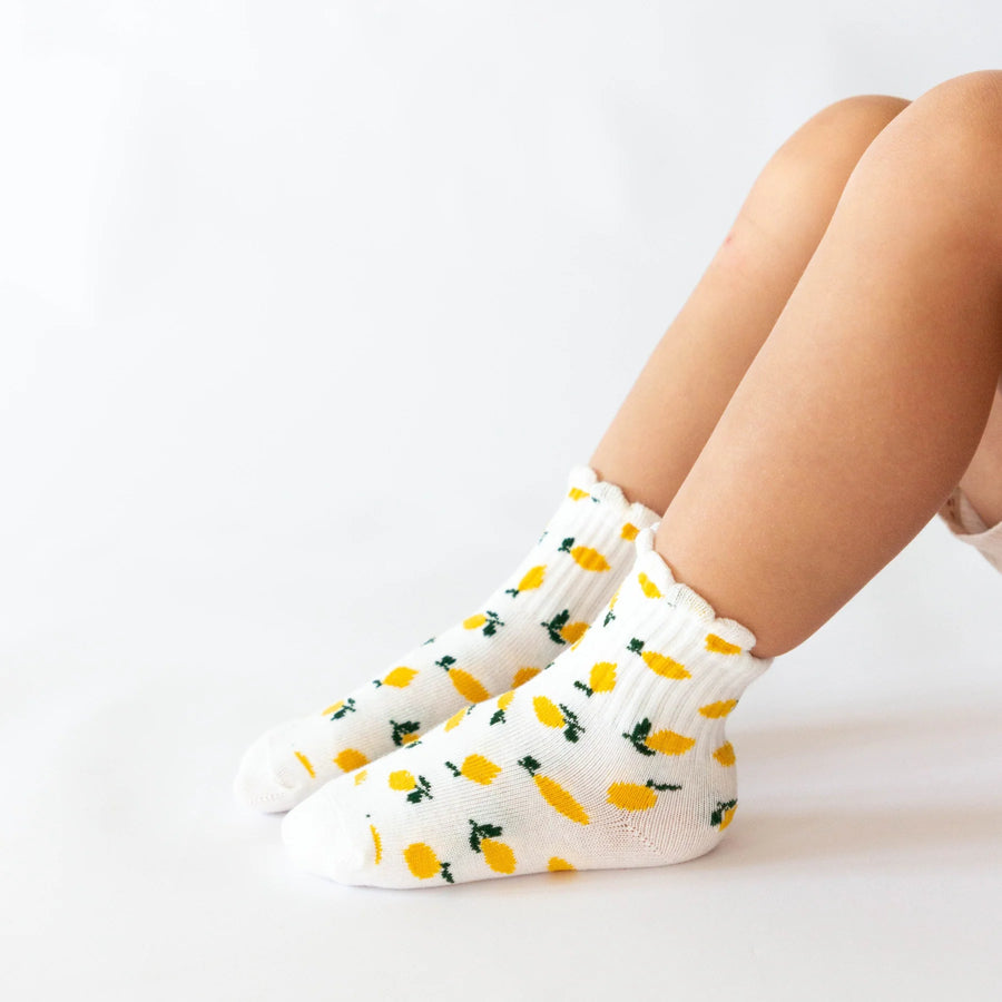 Pink Daisies & Lemons Ruffle Socks 3-Pack