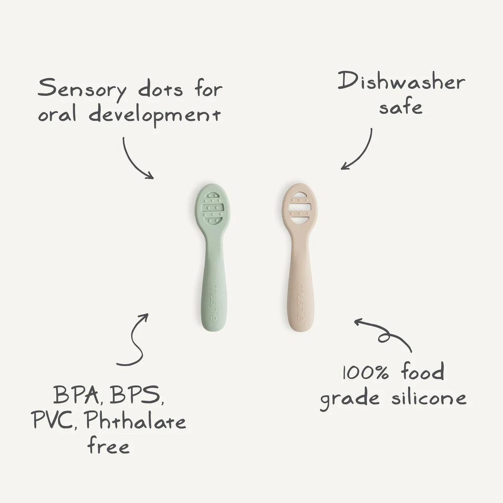 First Feeding Baby Spoons (2 Pack) - Powder Blue & Shifting Sand