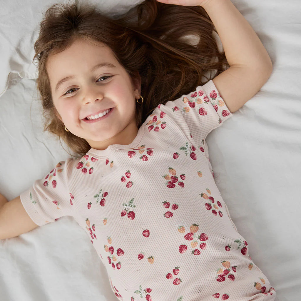 Strawberries Ribbed Pajama Set