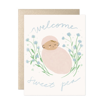 Welcome Sweet Pea Card