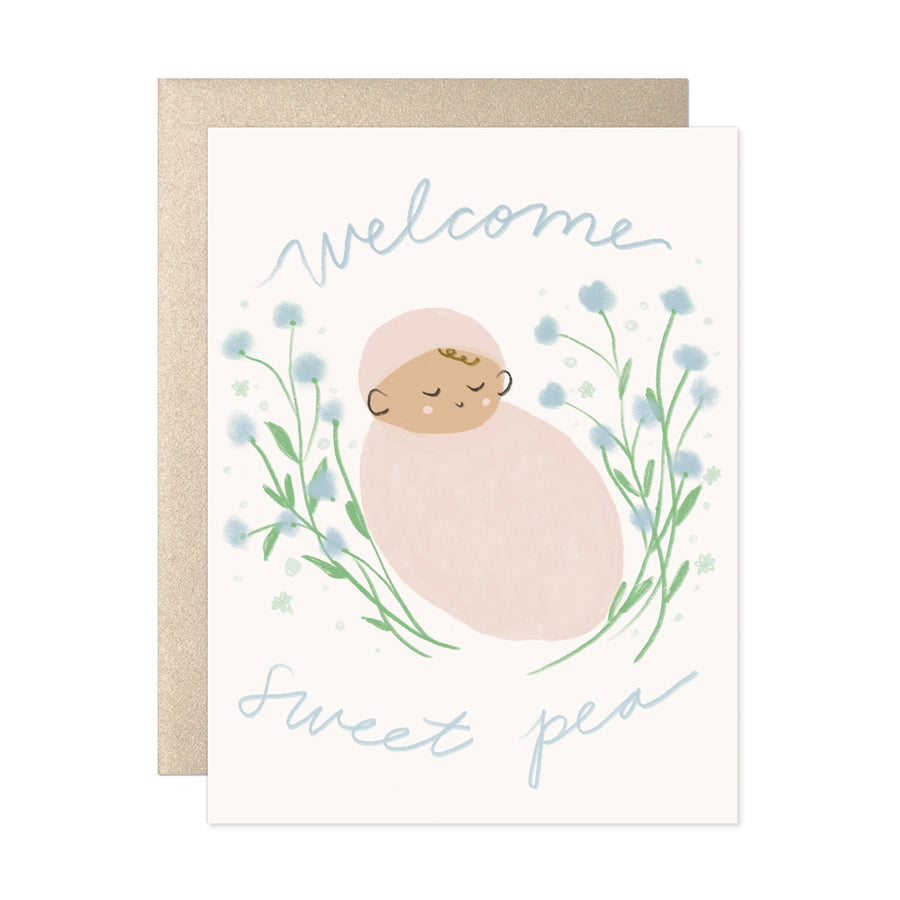 Welcome Sweet Pea Card