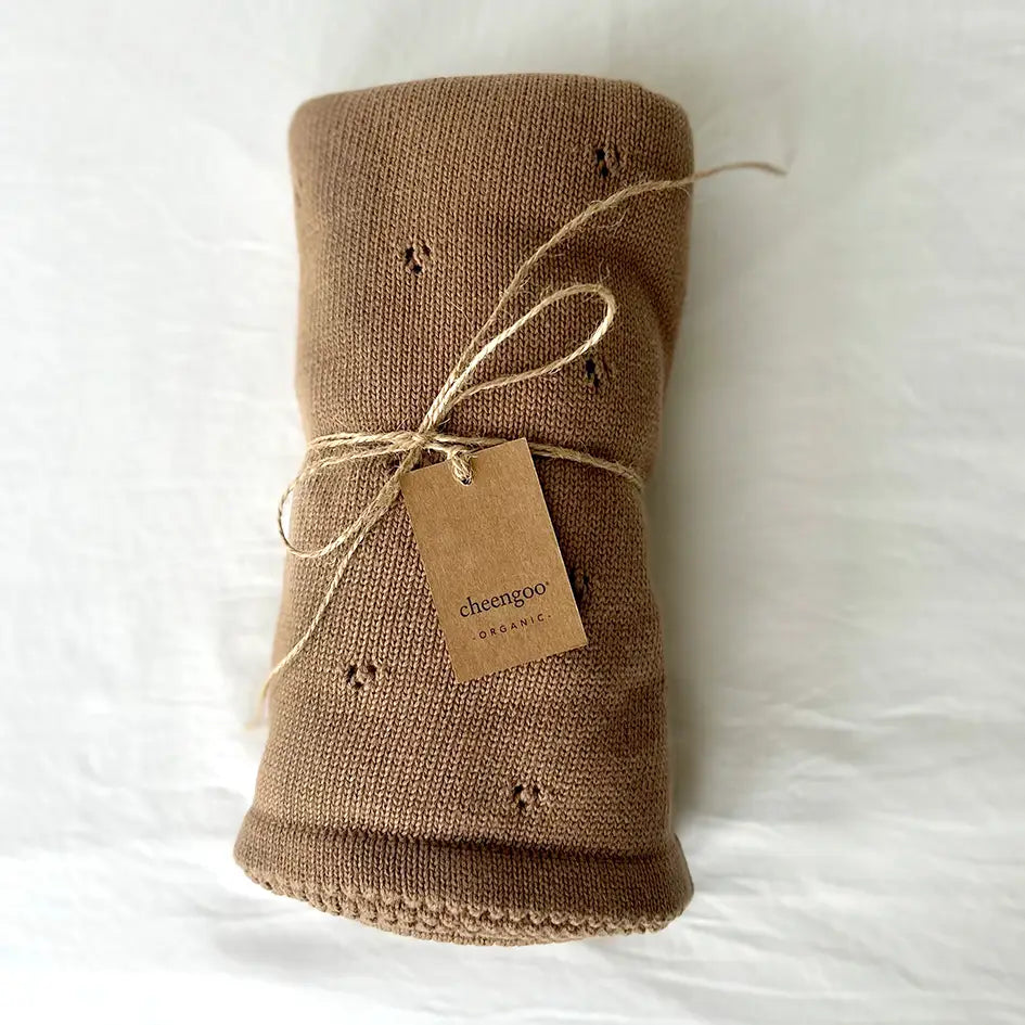 Organic Knit Baby Blanket - Taupe