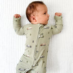 Trash Truck Ribbed Zip Romper