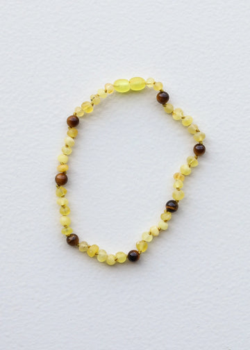 Raw Honey Baltic Amber + Tigers Eye Halo Necklace