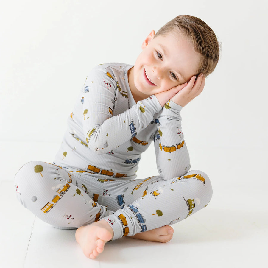 Trains Ribbed Two-Piece Set