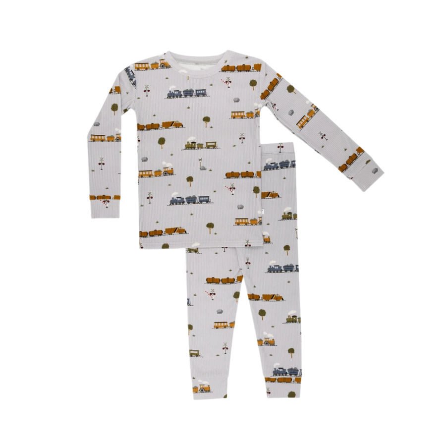 Trains Ribbed Two-Piece Set
