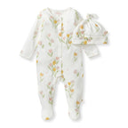 Organic Footie and Hat Set- Tulip Fields