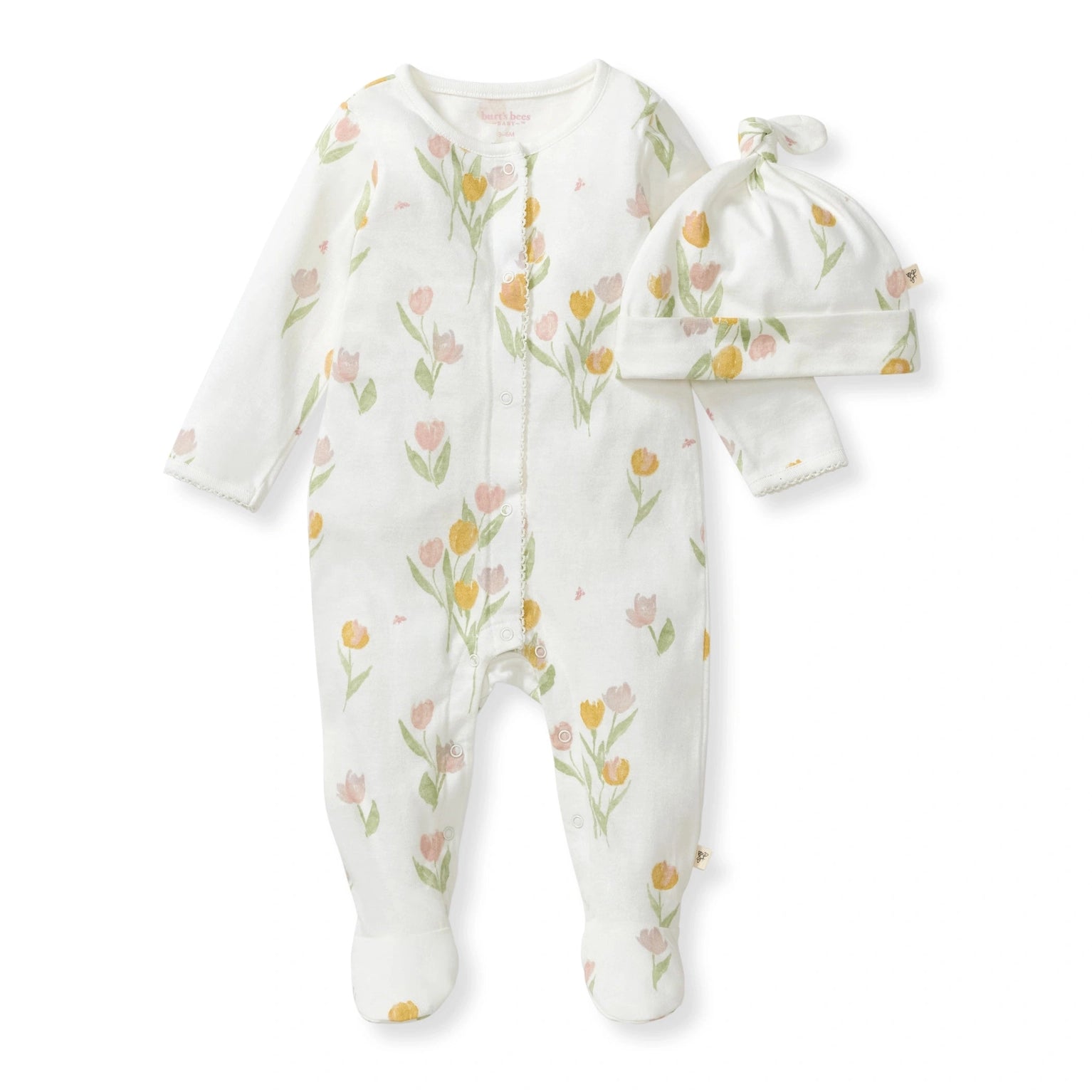 Organic Footie and Hat Set- Tulip Fields
