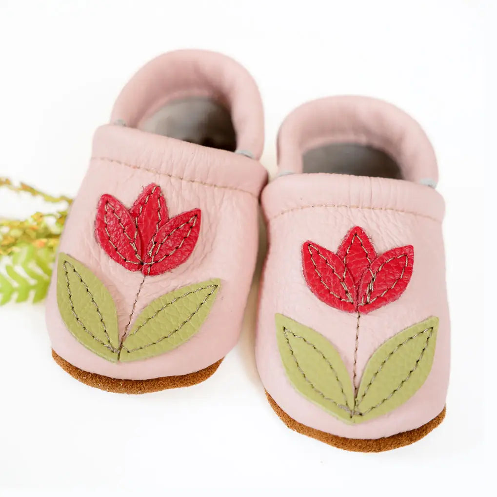 Tulip on Rose Moccasins