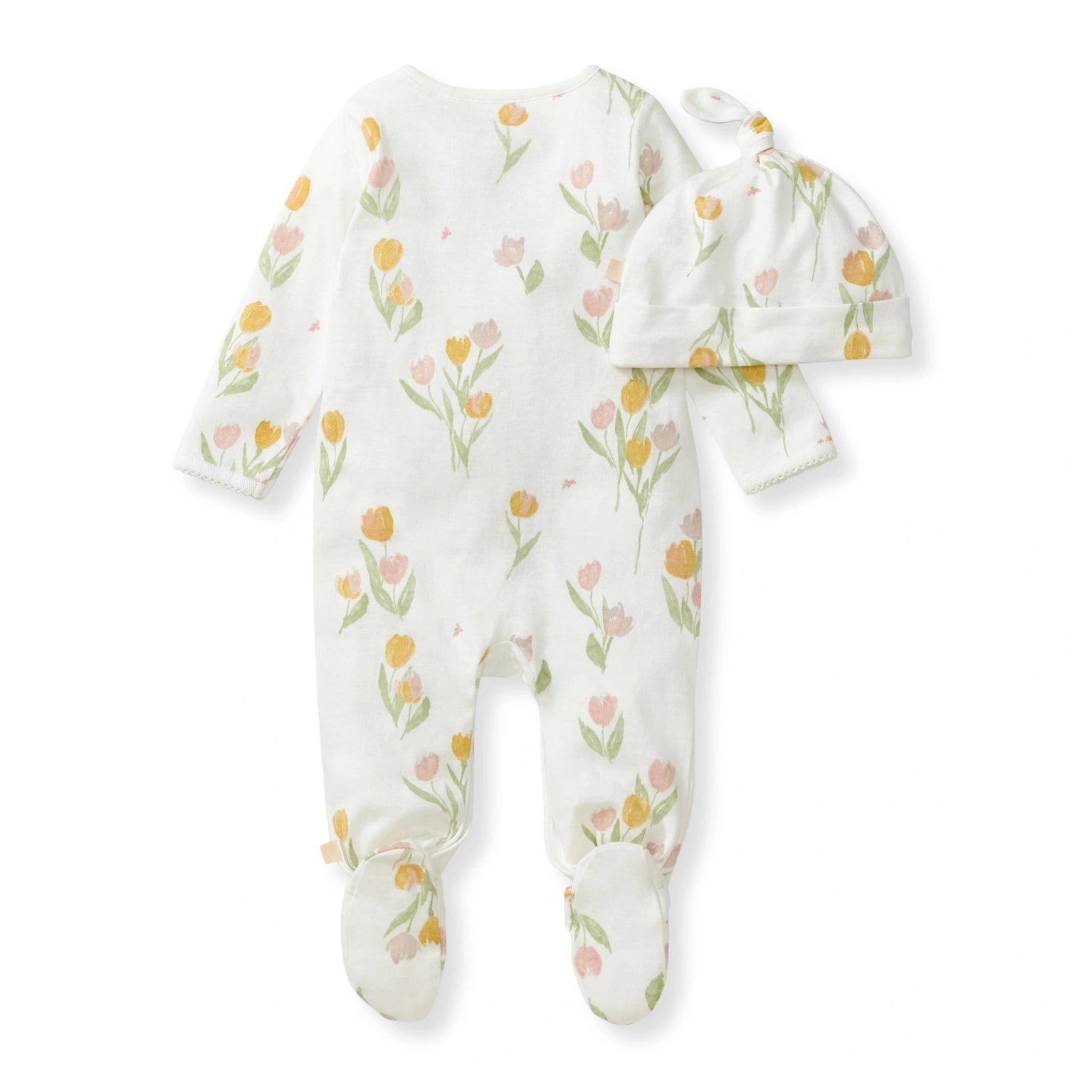 Organic Footie and Hat Set- Tulip Fields