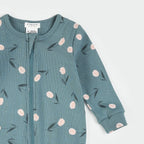 Sea Blue Tulips Ribbed Zipper Footie