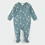 Sea Blue Tulips Ribbed Zipper Footie