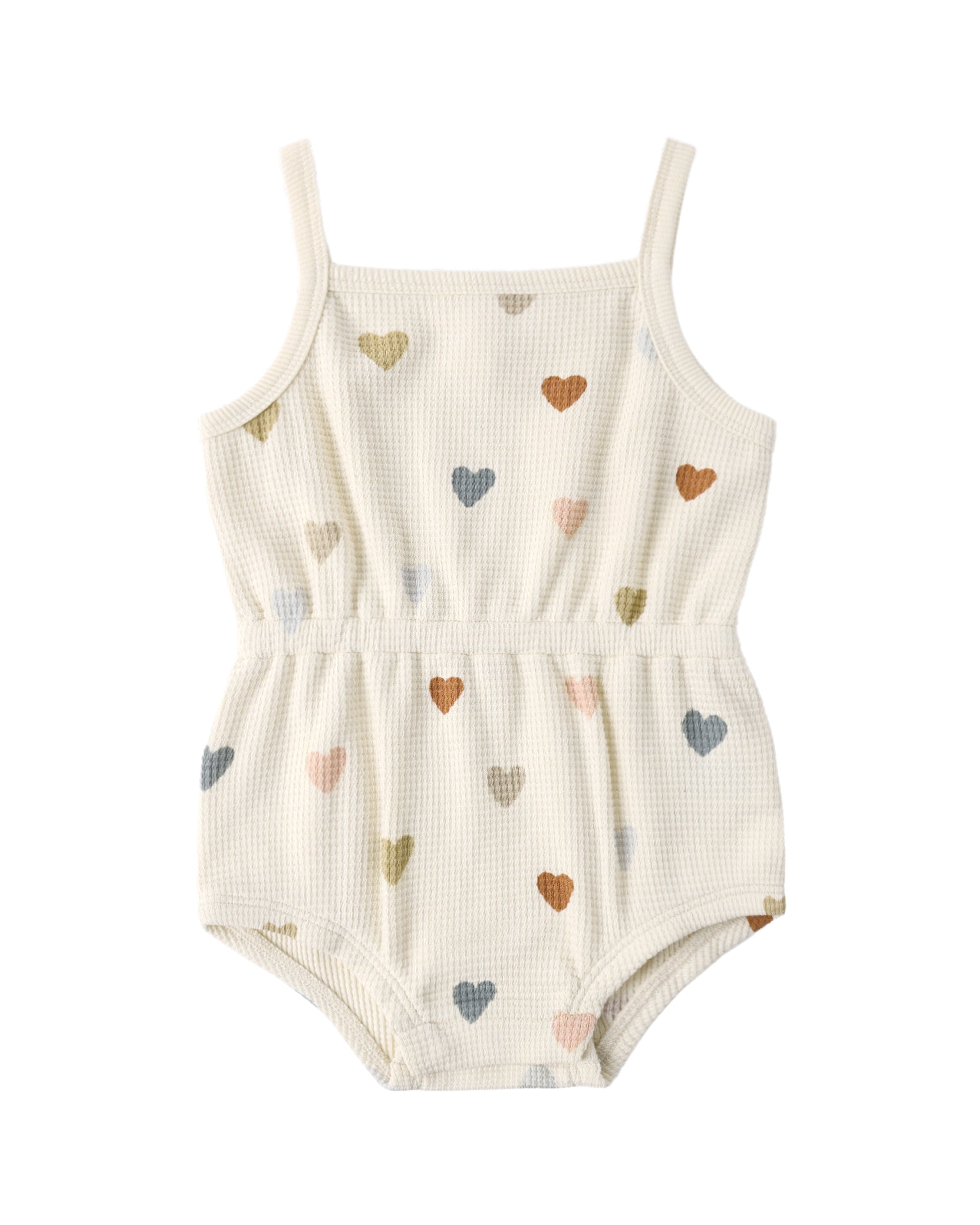 Confetti Hearts Waffle Cinch Romper