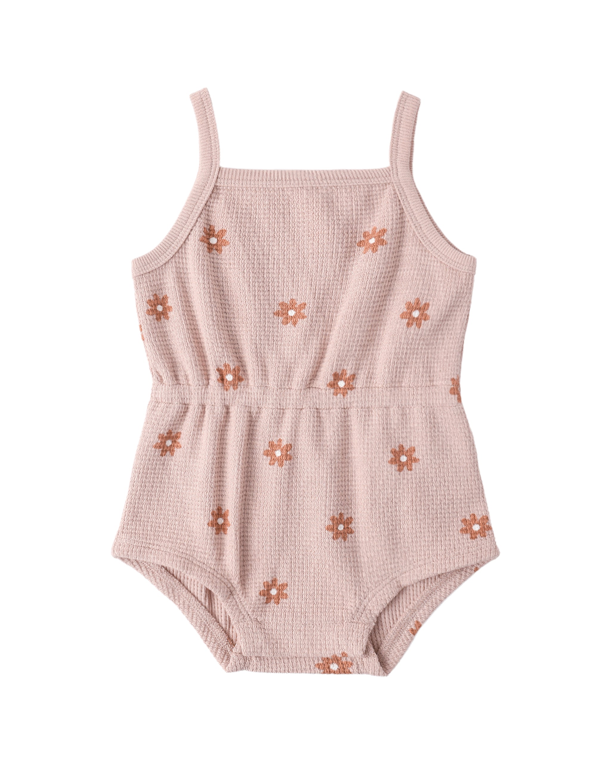 Pink Daisy Waffle Cinch Romper