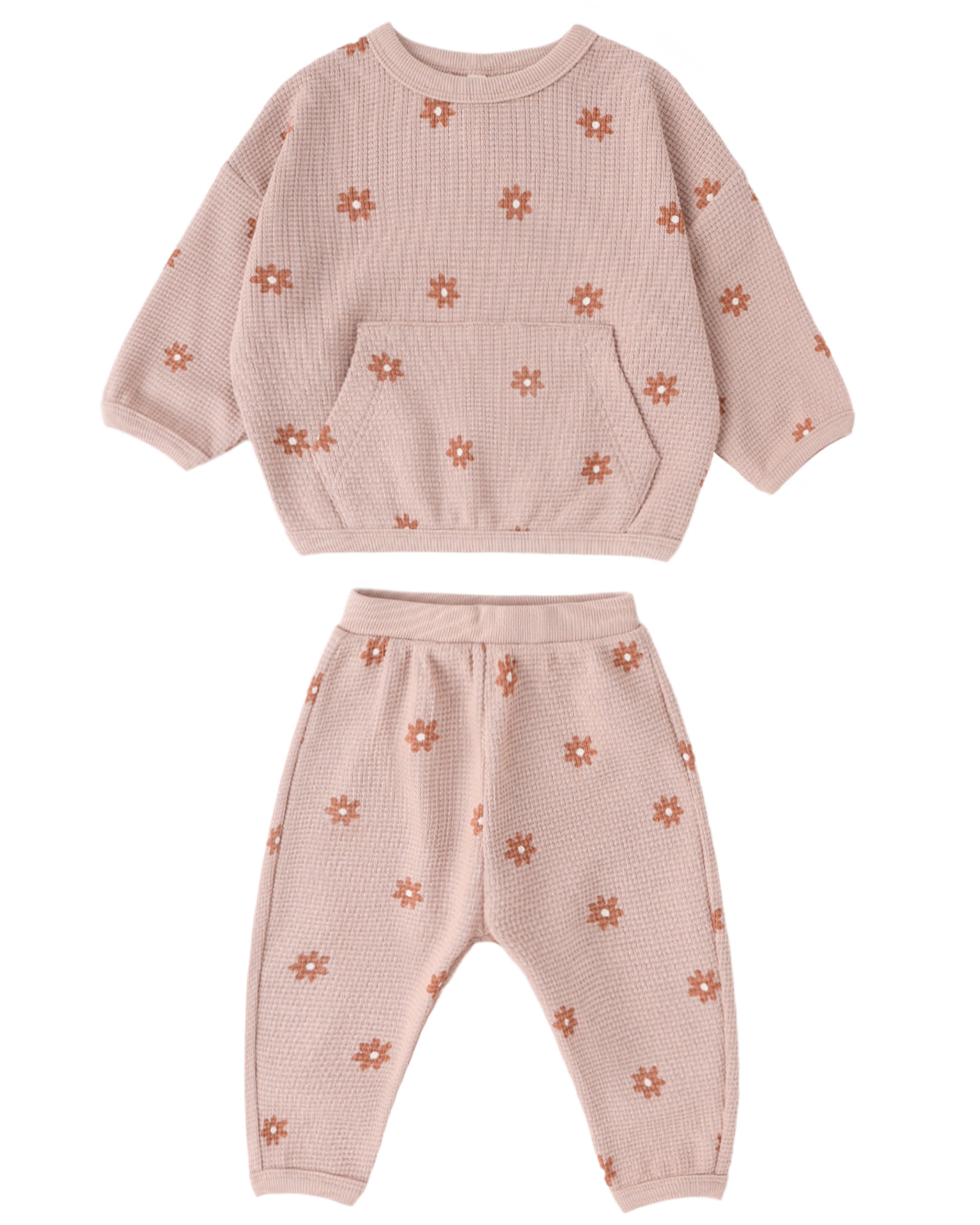 Pink Daisy Waffle Sweater Set
