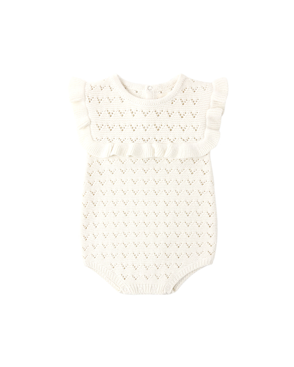 Natural Pointelle Ruffle Romper