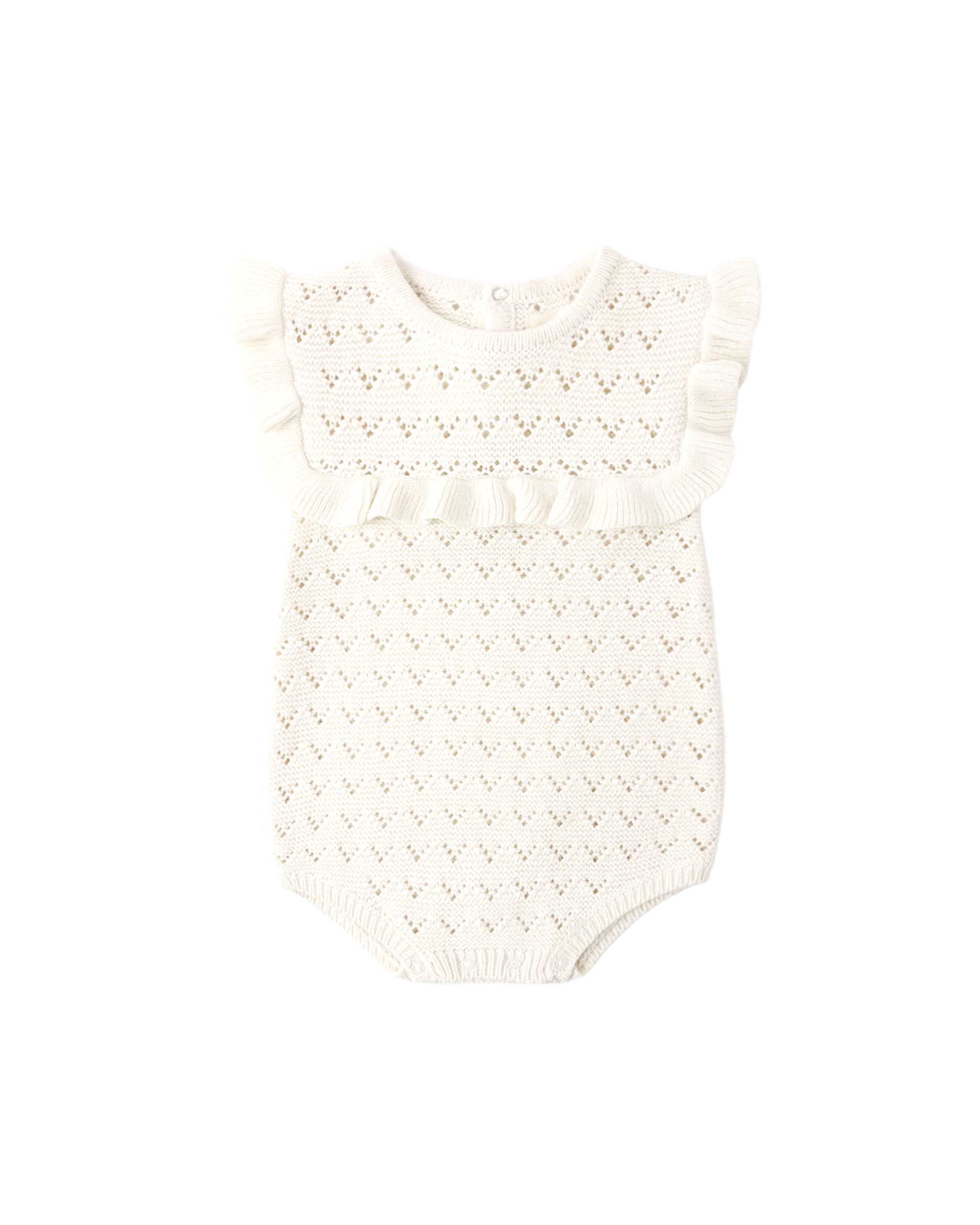 Natural Pointelle Ruffle Romper